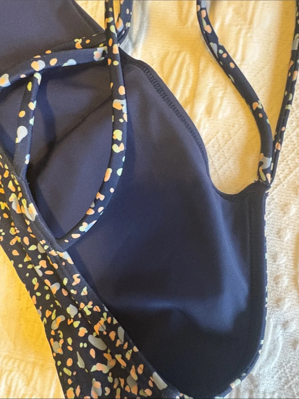 Athleta Girl Navy Confetti Print Bralette & Swim Shorts Set